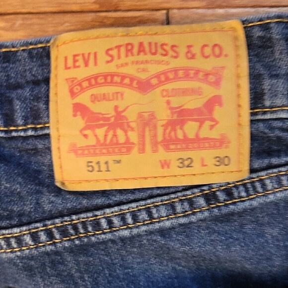 Levi's 511 Jeans Size 32W x 28.5L (Actual) Men's Straight Leg Blue Jeans EUC - Picture 5 of 13